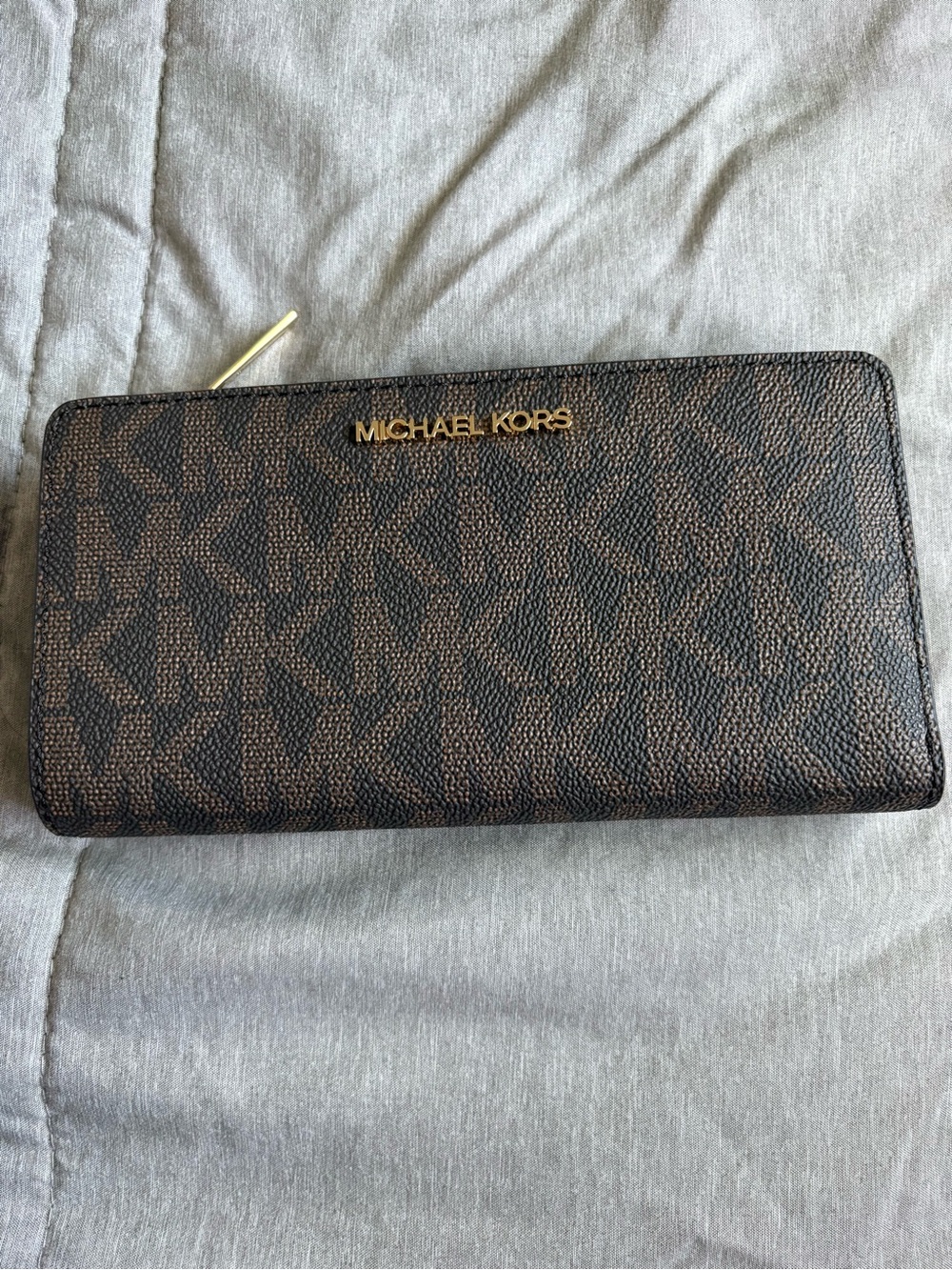 Michael Kors Brown Signature MK Zip-Around Wallet